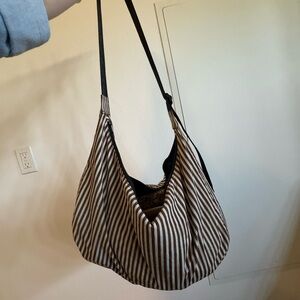 Brown/White Striped Large Baggu Bag